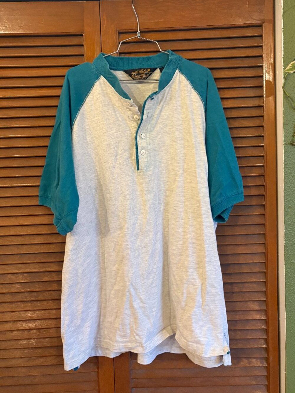 Eddie Bower Grey and Blue Baseball Oversize T-shirt Unisex Size L